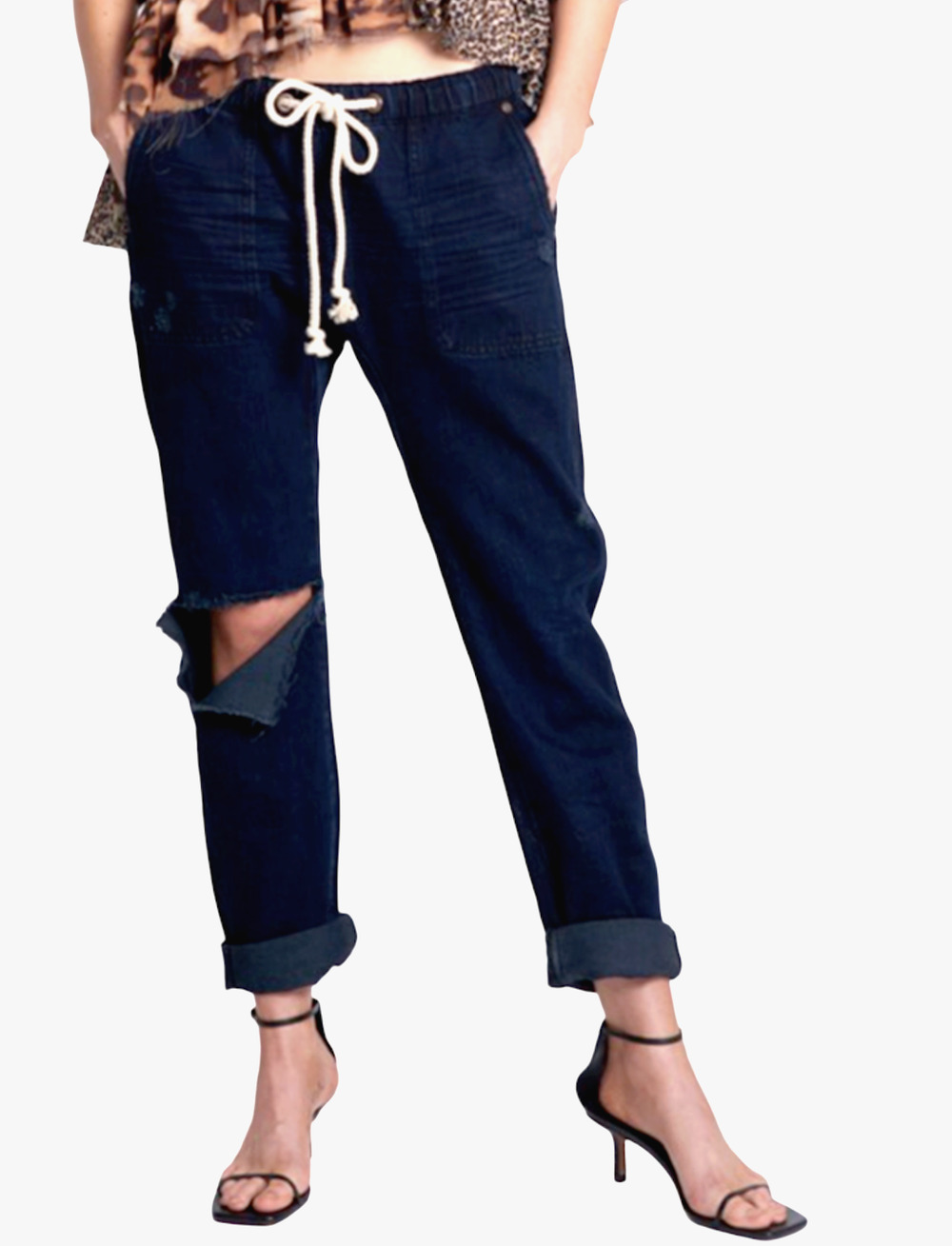 ONE TEASPOON FOX BLACK SHABBIES DRAWSTRING BOYFRIEND JEANS FREE PEOPLE SZ S